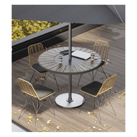 Vetle Flat chair 420 × 560 × 810 mm, artificial rattan, beige color / black-1