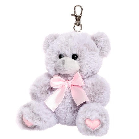 Soft toy "Bear with a bow", the color is light gray, 14 cm-1
