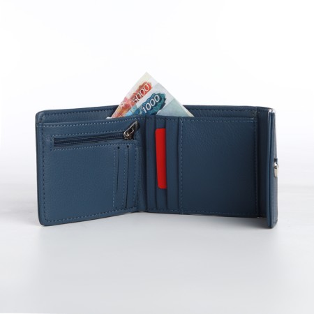 Women's wallet on magnet, blue color-4