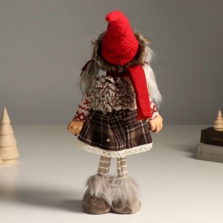 Interior doll "Grandma Hornie in a knitted sweater and gray skirt, in a cap" 46 cm-2