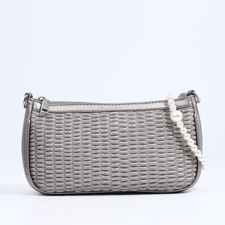 Lightning bag, long belt, silver color-1