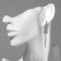 Hanging earrings with rhinestones "Bear" with heart, white color in silver