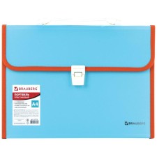 A4 Portfire folder 13 POSTDD BRAUBERG JOY (330x245x35 mm), with edging, label index, turquoise