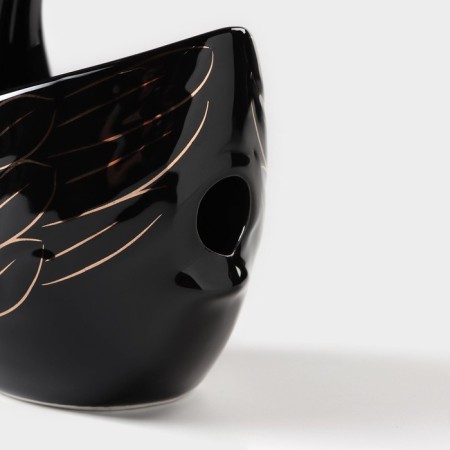Swan stands for cutlery, 5 items: stand 9 × 6.5 × 16.5 cm, 2 spoons, 2 forks, black color black-4