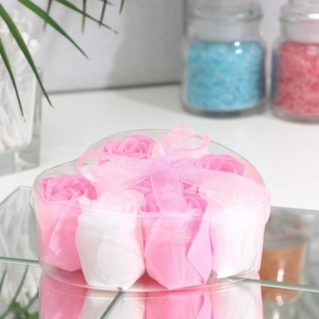 Soap roses, pink and white, set of 9 pcs.-1