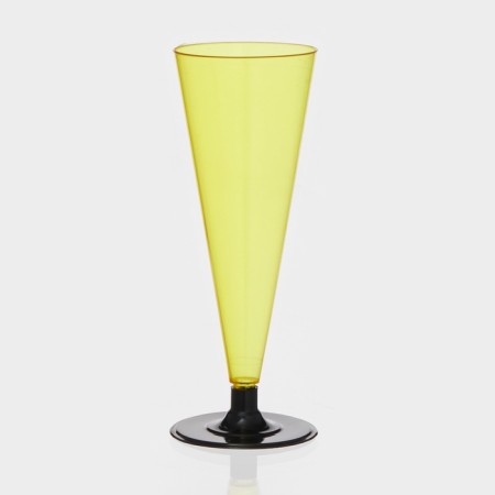 A plastic disposable “cone” plastic glass, 150-180 ml, 6 pcs in packaging, yellow color with a black leg-13