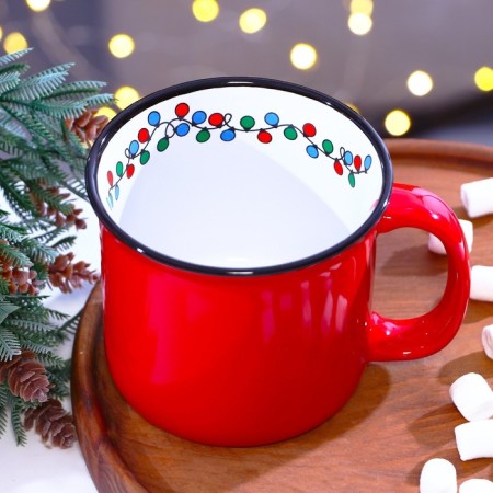 New Year's ceramic "garland" mug, 450 ml, white color-7