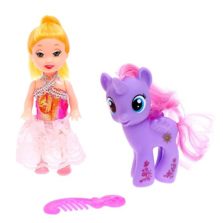 Baby doll "Anechka" with ponies and accessories, mix-2