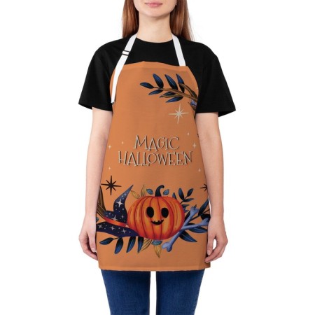 Apron kitchen with a “magic Halloween” photo print, adjustable, size OS