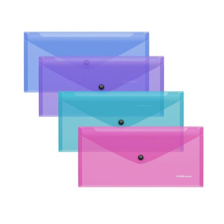Folder-convert on the button 255 x 130 mm (Travel) Erichkrause "Glossy Vivid", translucent, 180 μm, blue