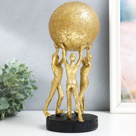 Souvenir Polystone "Atlanta with a ball" gold 12.5x12.5x32 cm-1