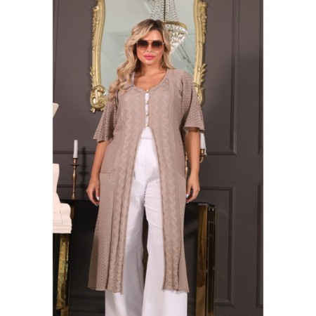 Cardigan female, size 54, beige color-6