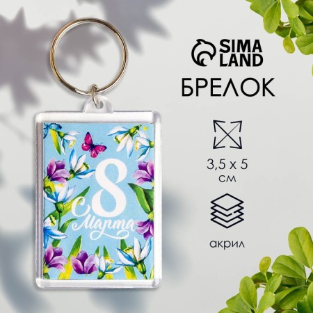Keychain "March 8. Butterfly in colors" Plastic, 3.5x5 cm