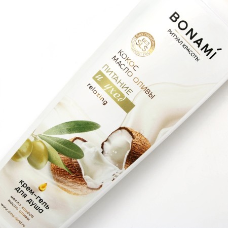 Гель для душа, питание и уход, 400 мл, аромат оливы и кокоса, BONAMI-3