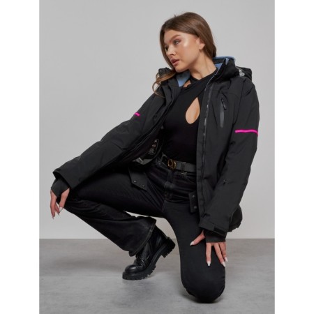 Ski jacket female, size 46, black color-8