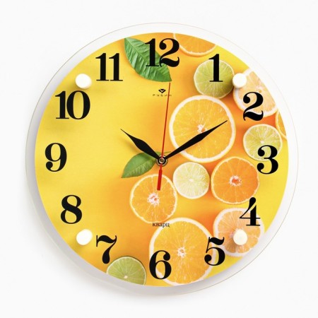 Watching clock, interior "citrus", silent, d-30 cm