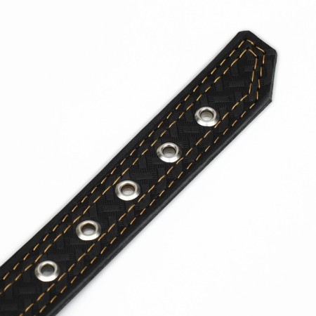 Collar of two-layer leather decorated, 64 x 3 cm, Osh 40-55 cm, black-8