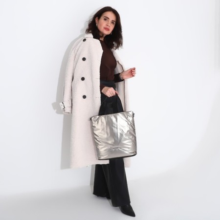 Luggage bag, external pocket, long belt, bronze color-6
