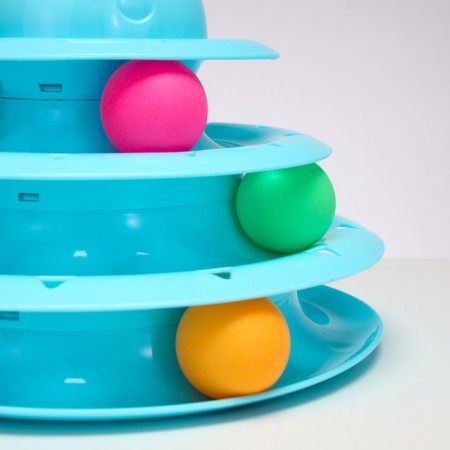 Game complex "Piggon" for cats with 3 balls, 24.5 x 24.5 x 13 cm, blue-2