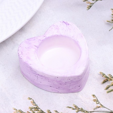 Small Climb "Small Heart. Marble" from gypsum, 7x3cm, marble with purple half -losers-1