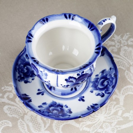 Tea couple "Granny", 15x15x10 cm, 300 ml, gzhel-8