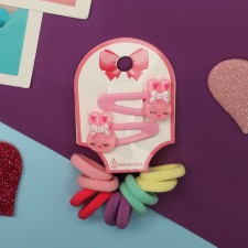 Caramel hair set (10 elastic bands 1.5 cm, 2 invisibility 3.5 cm) bunnies, pink
