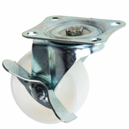 Furniture wheel, d = 65 mm, on the site, with a latch, white