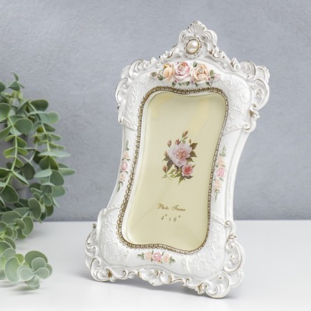 Photo frame Polystone 10x15 cm "Roses. Medallion. Tysiness" Rhinestones 23.5x17 cm-1