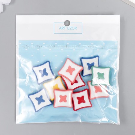 Acrylic beads "Squares with butterflies" mix 0.5x1.8x1.8 cm-3