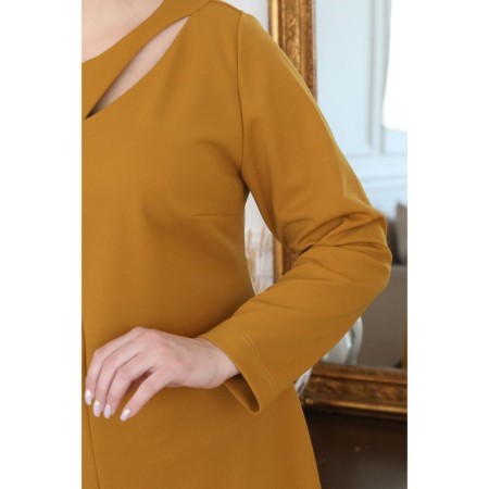 Female dress, size 58, mustard color-1