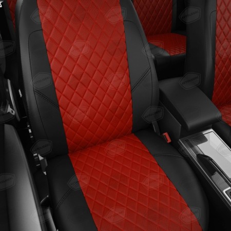 Autorekhls for Ford Kuga 2 since 2012-2016, jeep, perforation, eco-leather, red color, black-3