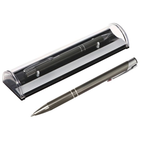 Gift, ballpoint, automatic "style" in a plastic case, New, gray-1