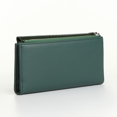 Women's wallet on magnets, green color-1