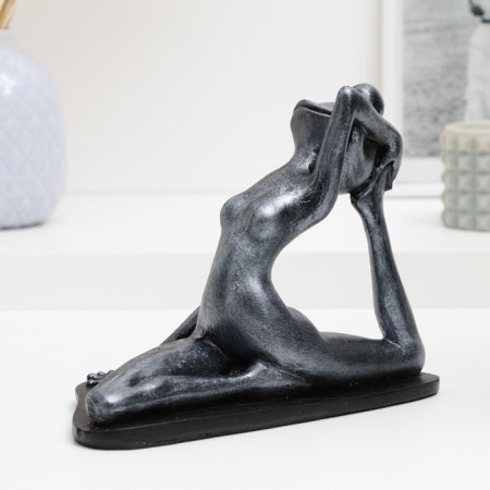 Figure "Frog Yoga on Twine" 16x21x11cm, silver-2