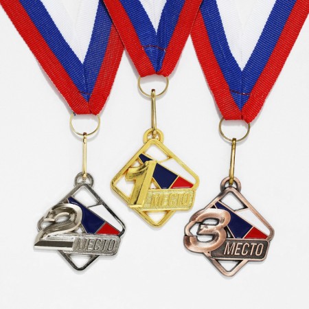 Prize medal 191, D = 4 cm. 1 place. Color gold. With a ribbon-2