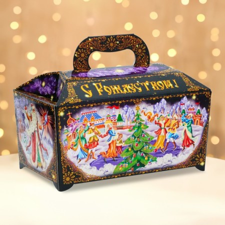 New Year. Gift box New Year's chest updated "winter fun" 25 x 15 x 15.5 cm.