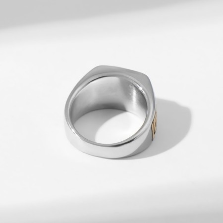 Male “ring” ring labyrinth, golden-black color in silver, 18 size-1