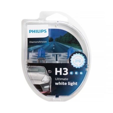 Car lamp Philips Diamond Vision 5000k, H3, 12 V, 55 W, set 2 pcs-2