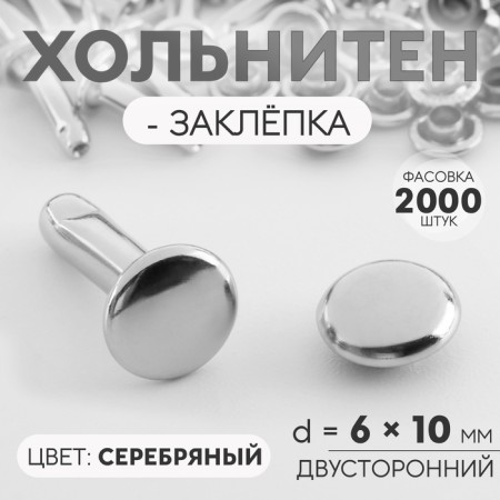 Holnite-boner, bilateral, d = 6 × 10 mm, silver color, price for 1 piece