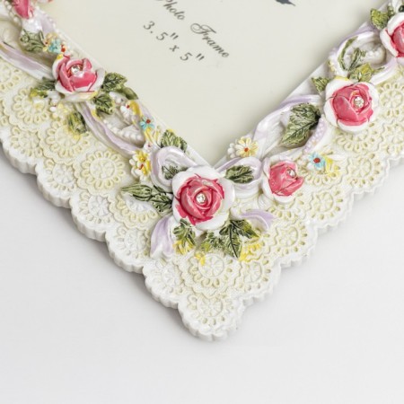 Photo frame Polystone in 2 photos 9x13 cm "Roses and ribbons" Rhinestones 20.5x27 cm-2