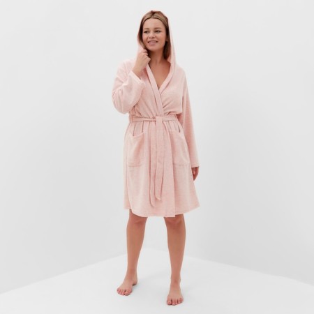 Women's bathrobe, pink color, size 56-2