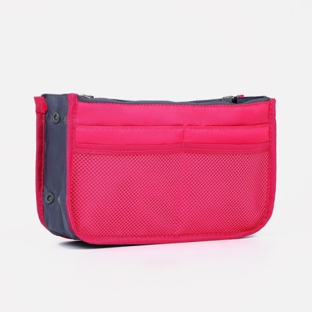 Cosmetic bag-organizer on zippers, pink color
