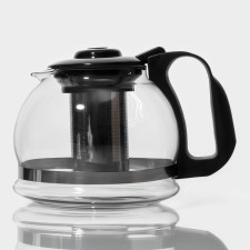 The teapot glass tender “Illusion”, 1.5 l, with metal sieve, black color