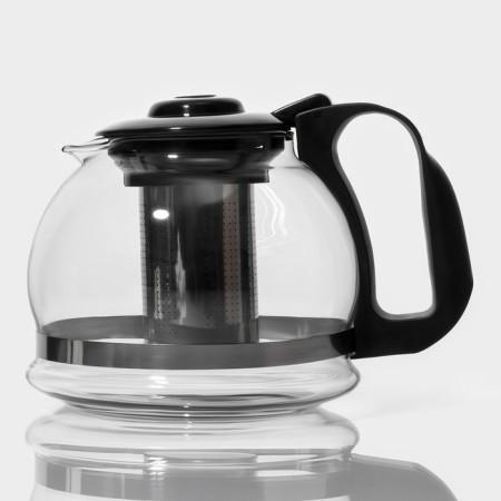 The teapot glass tender “Illusion”, 1.5 l, with metal sieve, black color
