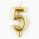Candle for the cake, the number "5", gold