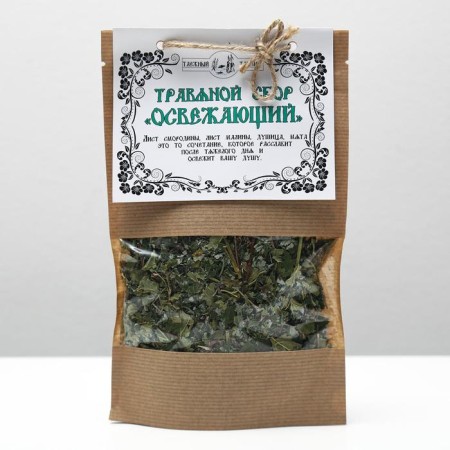 The collection of herbal “refreshing” (sheet of currants, oregano, raspberry sheet, mint), 50 g