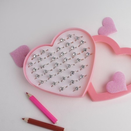 Rings children's set 36 pcs. "Chosulka" diamond, like a mother, the color is white in silver-2