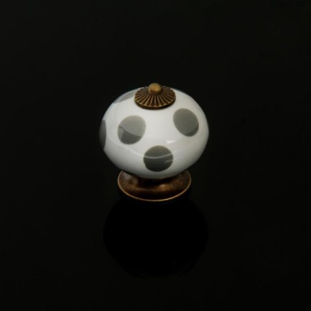 Handle button tundra, ceramic, white color with gray circles-3