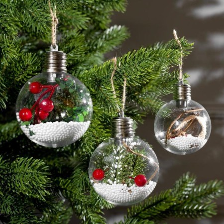 A set of Christmas balls "Winter Forest" 3 pcs., Batteries, 1 LED, glow white-1