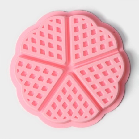 The form for baking the share "Sweets. Viennese waffles heart ", silicone, 21 × 2 cm, 5 cells, pink color-1